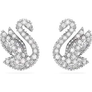 Swarovski Jewellery Swarovski Iconic Swan Rhodium Plated White Crystal Stud Earrings