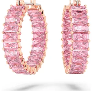 Swarovski Jewellery Swarovski Matrix Rhodium Plated Pink Crystal Hoop Earrings