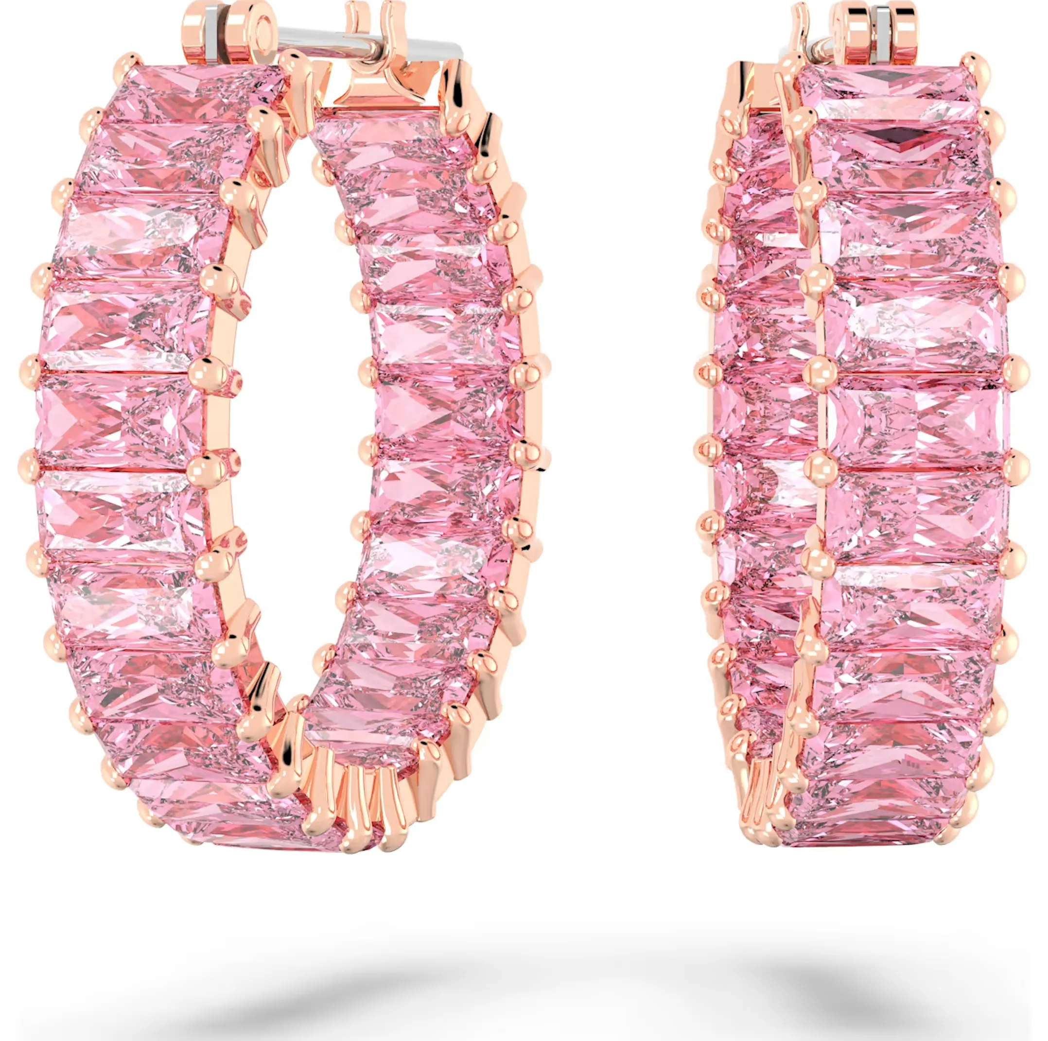 Swarovski Jewellery Swarovski Matrix Rhodium Plated Pink Crystal Hoop Earrings