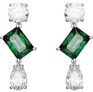 Swarovski Jewellery Swarovski Mesmera Rhodium Plated Mixed Cut Green Crystal Earrings