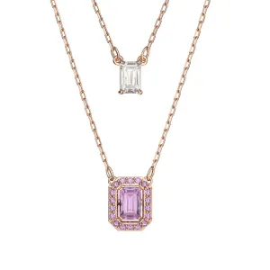 Swarovski Jewellery Swarovski Millenia Rose Gold Tone Plated Purple Crystal Octagon Cut Layered Necklace