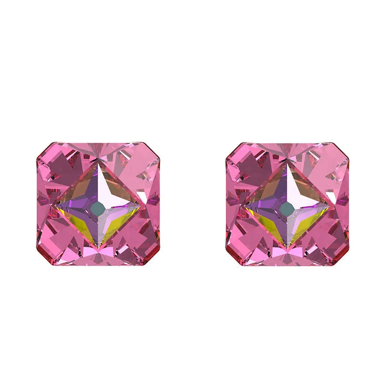 Swarovski Jewellery Swarovski Ortyx Gold Tone Plated Pink Crystal Pyramid Cut Stud Earrings