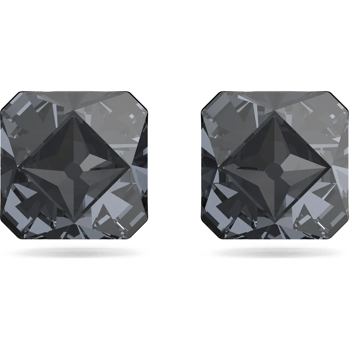 Swarovski Jewellery Swarovski Ortyx Ruthenium Plated Grey Crystal Pyramid Cut Stud Earrings