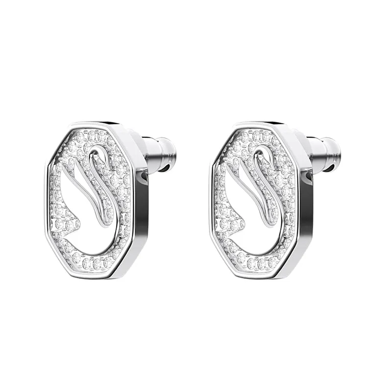 Swarovski Jewellery Swarovski Signum Rhodium Plated White Crystal Swan Stud Earrings