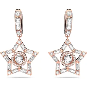 Swarovski Jewellery Swarovski Stella Rose Gold Tone Plated White Crystal Star Hoop Earrings