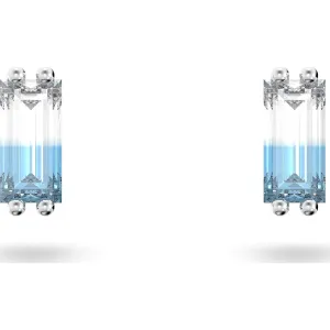 Swarovski Jewellery Swarovski Stilla Rhodium Plated Blue Crystal Oblong Stud Earrings