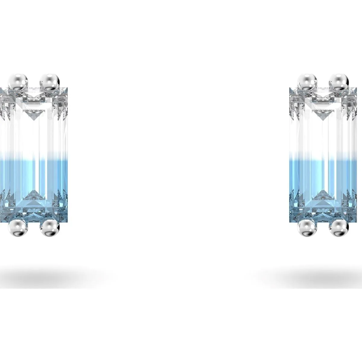Swarovski Jewellery Swarovski Stilla Rhodium Plated Blue Crystal Oblong Stud Earrings