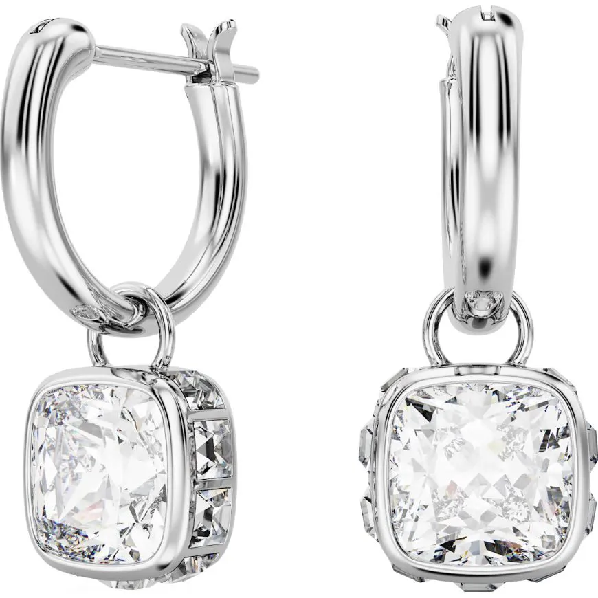 Swarovski Jewellery Swarovski Stilla Rhodium Plated Square Cut White Crystal Earrings