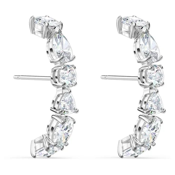 Swarovski Jewellery Swarovski Tennis Deluxe White Rhodium Plated Mixed Cuff Earrings