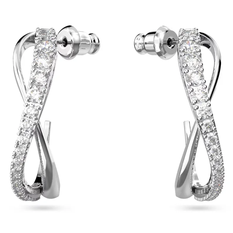 Swarovski Jewellery Swarovski Timeless Rhodium Plated White Crystal Twist Hoop Earrings