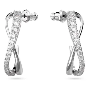 Swarovski Jewellery Swarovski Timeless Rhodium Plated White Crystal Twist Hoop Earrings