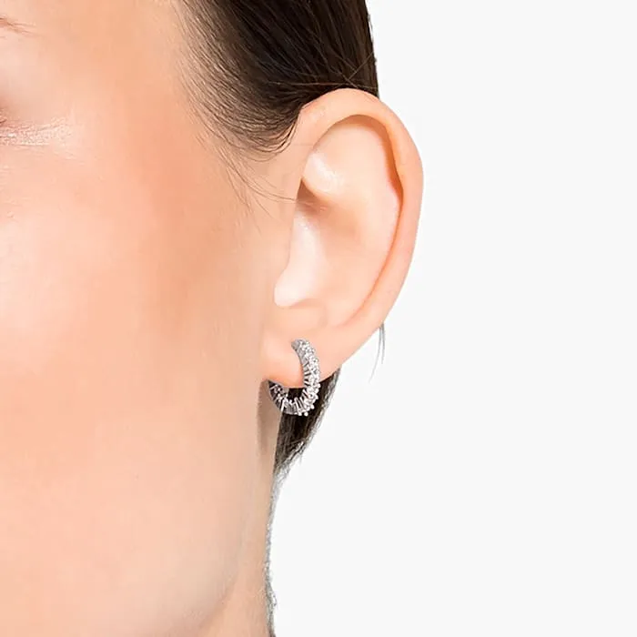 Swarovski Jewellery Swarovski Vittore White Rhodium Plated Mini Hoop Earrings