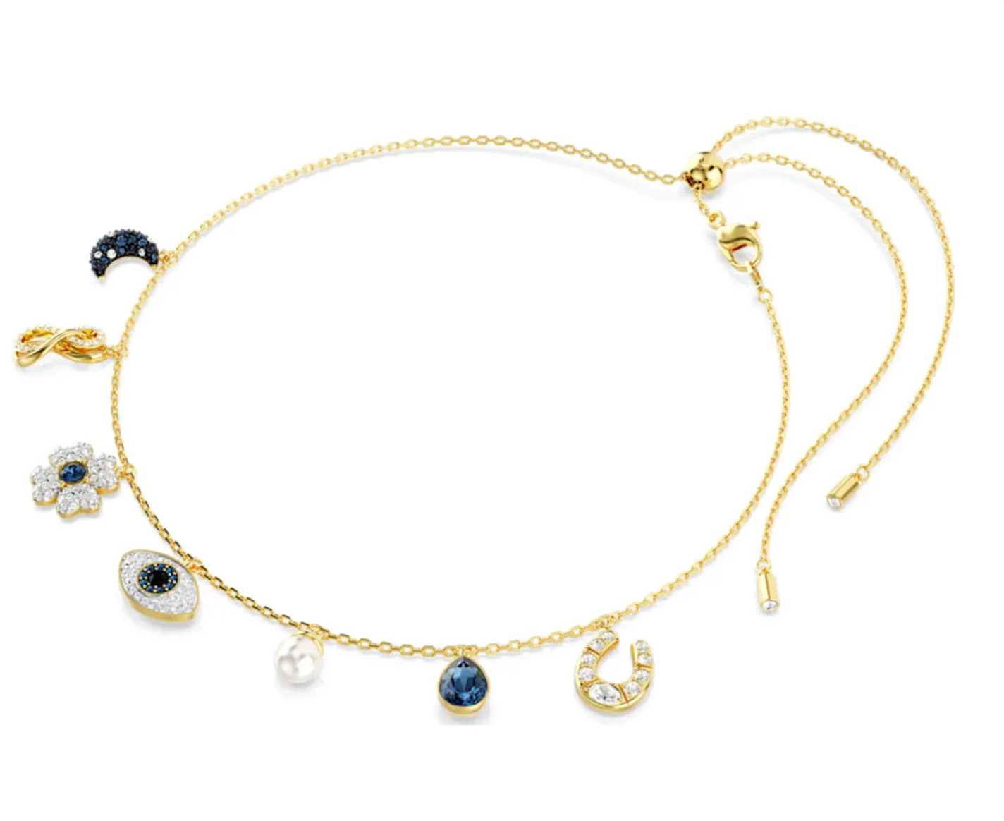 Swarovski Jewellery Symbolica Clover, Evil Eye, Horseshoe, Blue & Gold Tone Choker