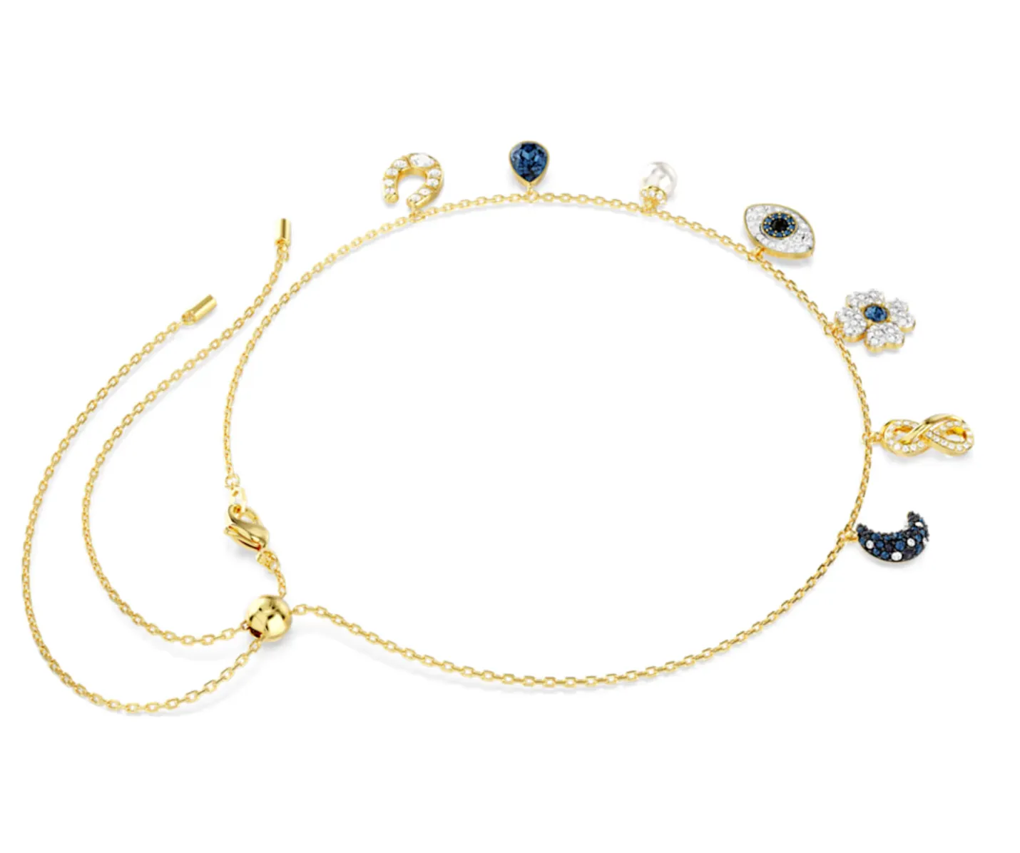Swarovski Jewellery Symbolica Clover, Evil Eye, Horseshoe, Blue & Gold Tone Choker