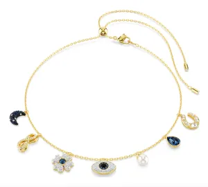 Swarovski Jewellery Symbolica Clover, Evil Eye, Horseshoe, Blue & Gold Tone Choker