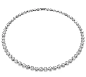 Swarovski Jewellery Una Round Cut Long, White, Ruthenium Plated Necklace