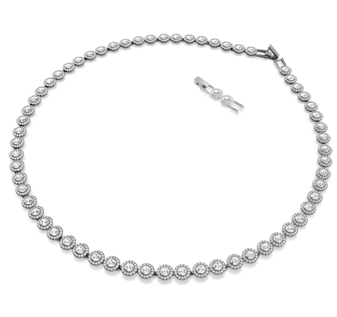 Swarovski Jewellery Una Round Cut Long, White, Ruthenium Plated Necklace