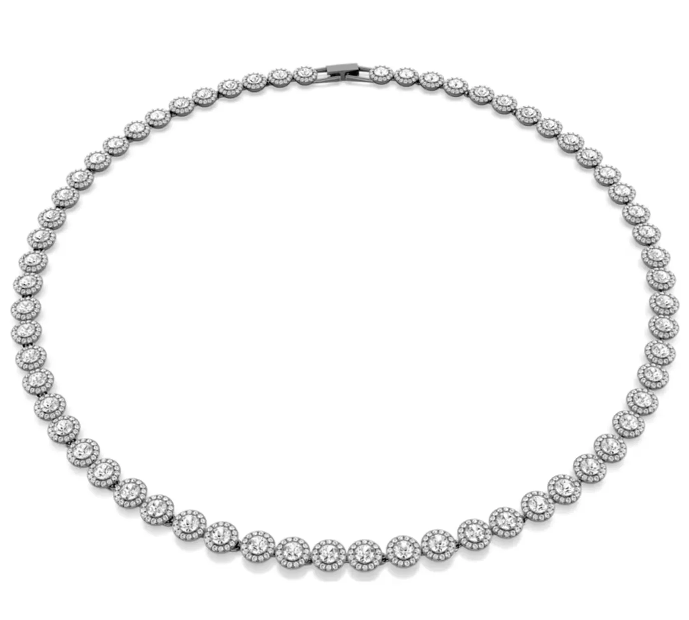Swarovski Jewellery Una Round Cut Long, White, Ruthenium Plated Necklace