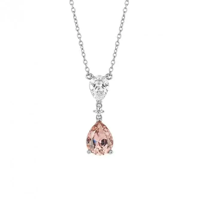 Teardrop Shaped Pink Zirconia Drop Necklace N4502 Diamonfire Jewellery