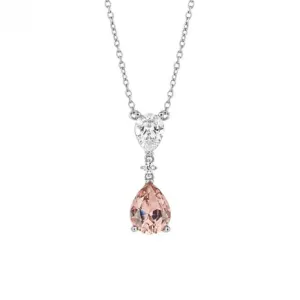 Teardrop Shaped Pink Zirconia Drop Necklace N4502 Diamonfire Jewellery
