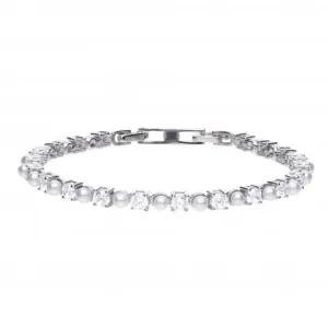 Tennis Bracelet With Pearl & Zirconia B5302 Diamonfire Jewellery
