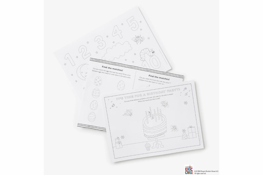 The Very Hungry Caterpillars Colouring Placemats