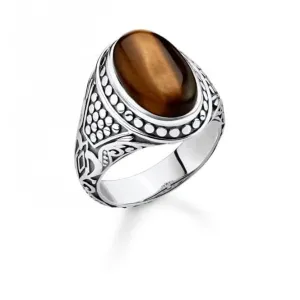 Thomas Sabo Arizona Tigers Eye Silver Signet Ring TR2241-826-2 Thomas Sabo Rings