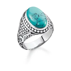 Thomas Sabo Arizona Turquoise Silver Signet Ring TR2241-878-17 Thomas Sabo Rings