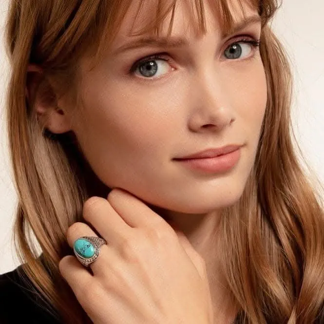 Thomas Sabo Arizona Turquoise Silver Signet Ring TR2241-878-17 Thomas Sabo Rings