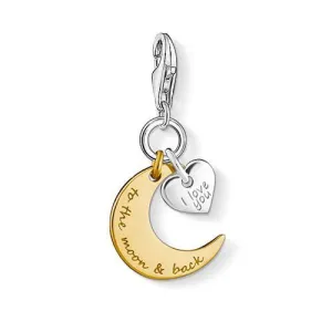 Thomas Sabo Jewellery Thomas Sabo Charm Club Silver Yellow Gold Plated Silver Moon and Heart Charm