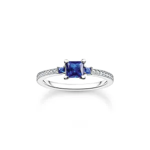 Thomas Sabo Jewellery Thomas Sabo Charm Club Sterling Silver Blue And White Stone Ring