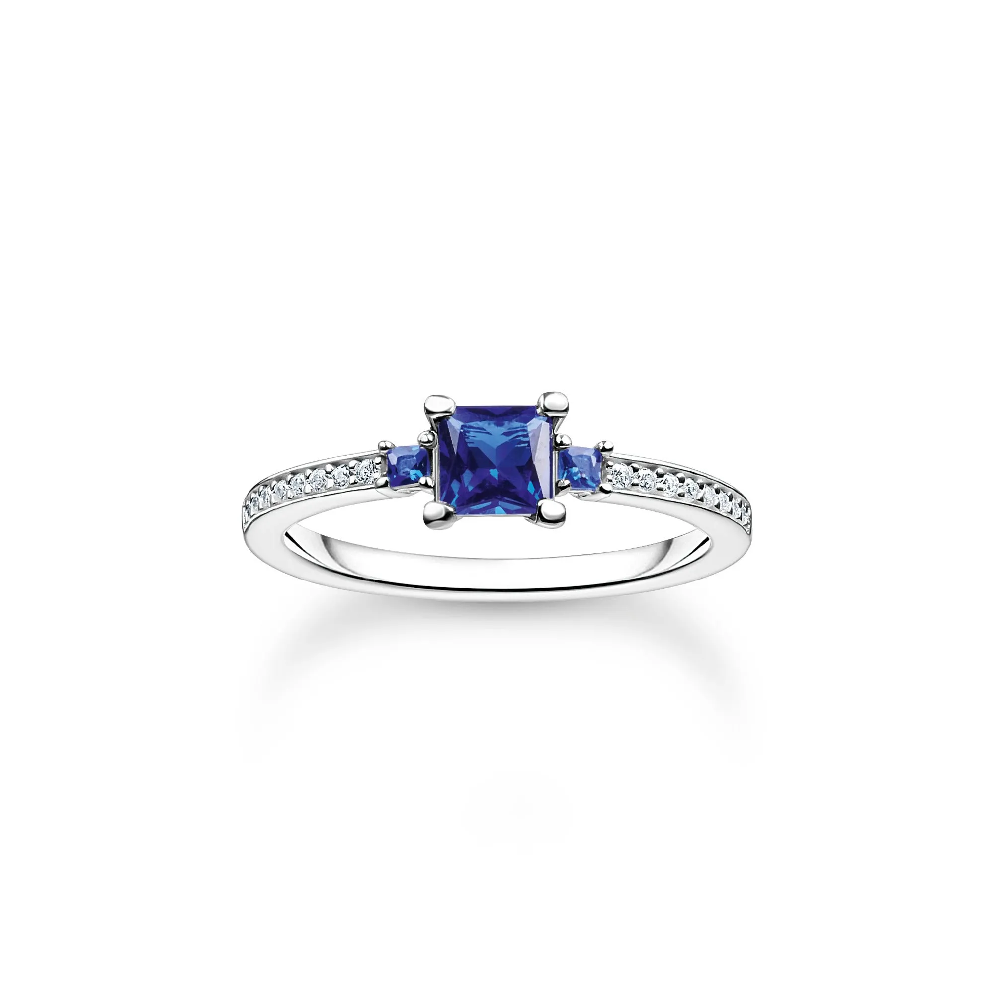 Thomas Sabo Jewellery Thomas Sabo Charm Club Sterling Silver Blue And White Stone Ring