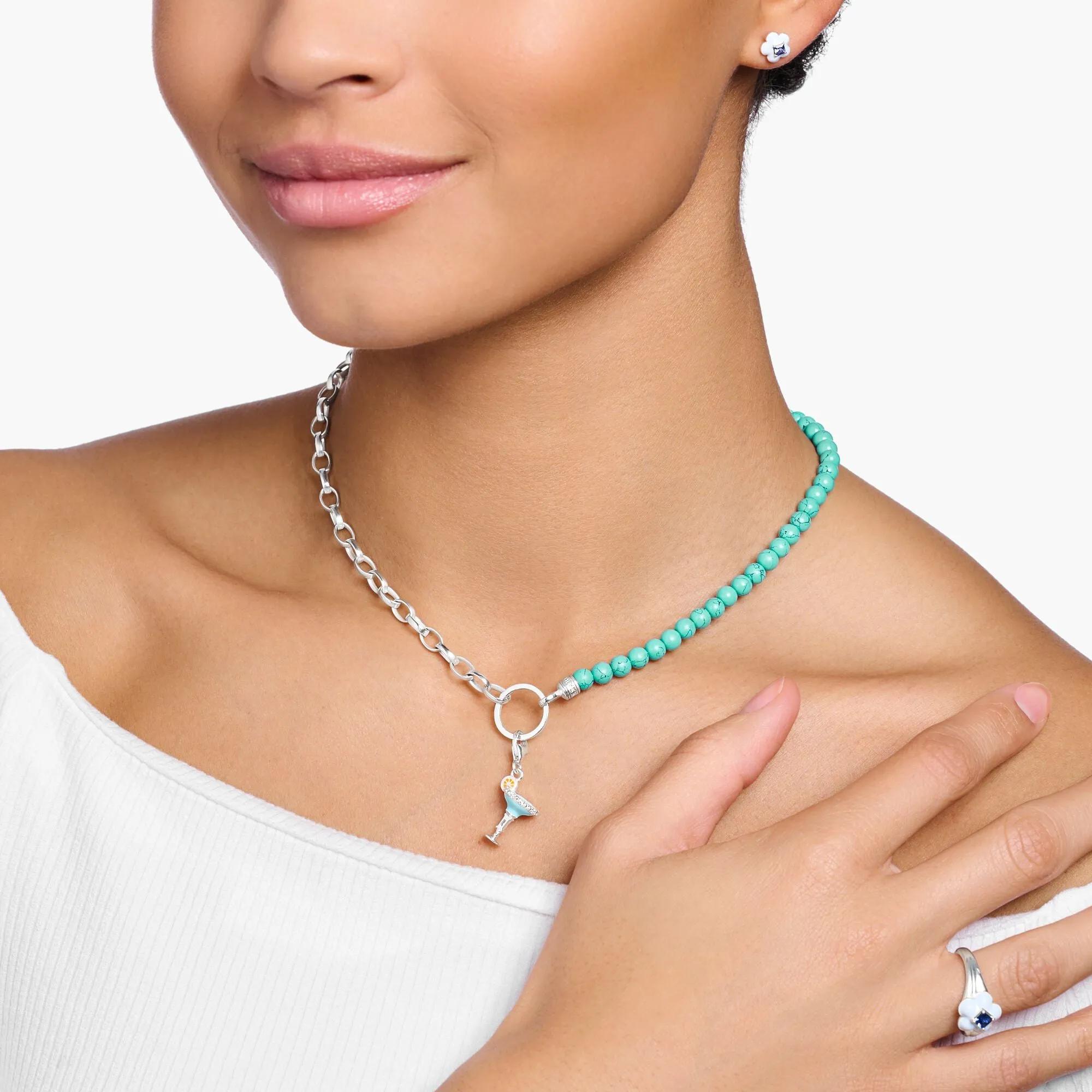 Thomas Sabo Jewellery Thomas Sabo Charm Club Sterling Silver Blue Cocktail Charm