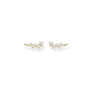 Thomas Sabo Jewellery Thomas Sabo Charm Club Sterling Silver Gold Plated White Stones Ear Climber Earrings