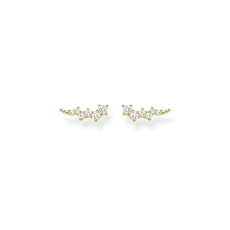 Thomas Sabo Jewellery Thomas Sabo Charm Club Sterling Silver Gold Plated White Stones Ear Climber Earrings
