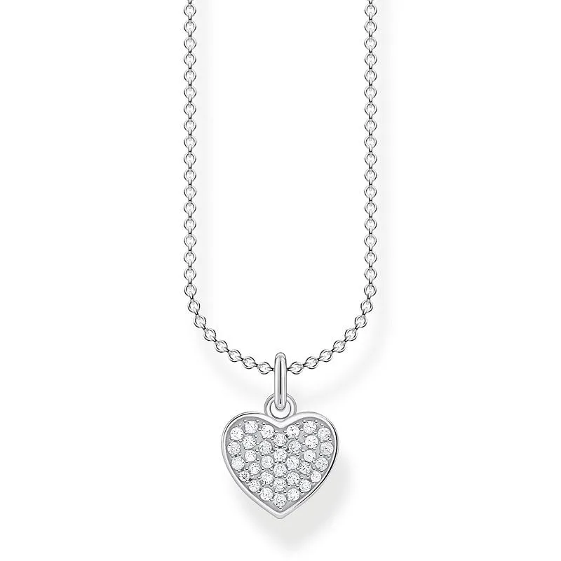 Thomas Sabo Jewellery Thomas Sabo Charm Club Sterling Silver Heart Pave Necklace