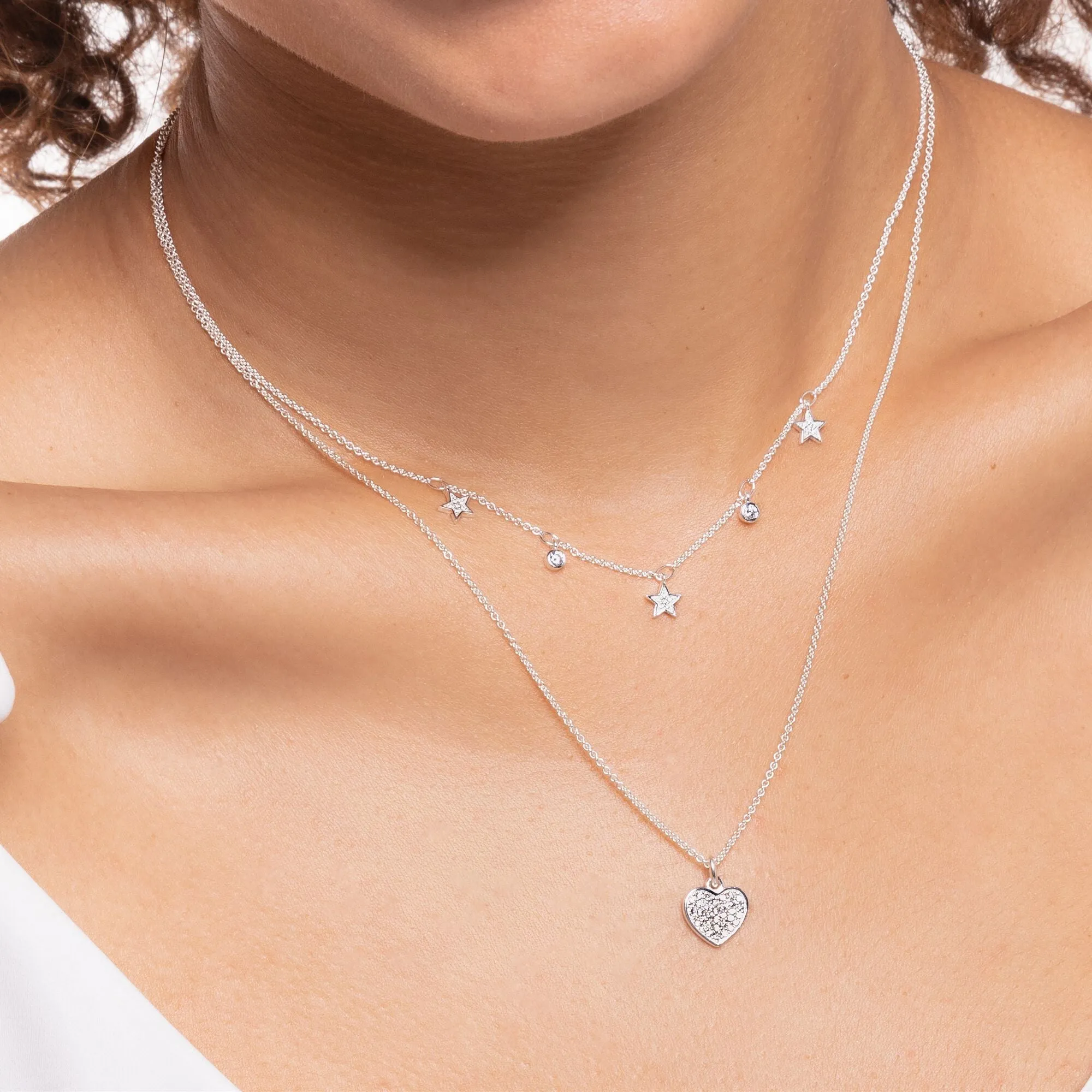 Thomas Sabo Jewellery Thomas Sabo Charm Club Sterling Silver Heart Pave Necklace