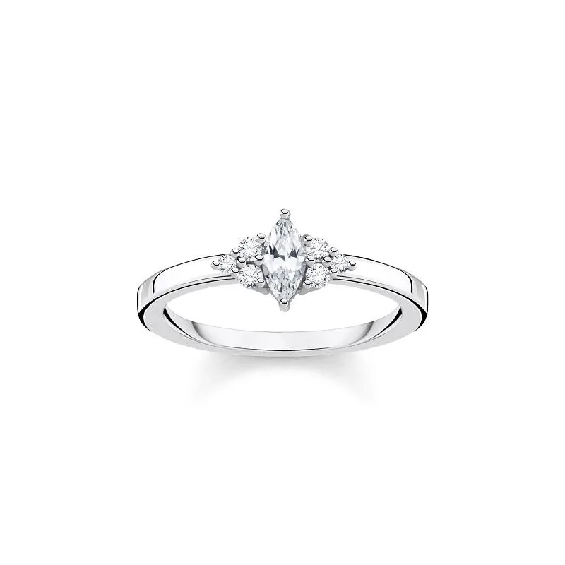Thomas Sabo Jewellery Thomas Sabo Charm Club Sterling Silver Vintage White Stone Ring