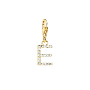 Thomas Sabo Jewellery Thomas Sabo Charmista Gold Plated Sterling Silver Letter E Charm Pendant