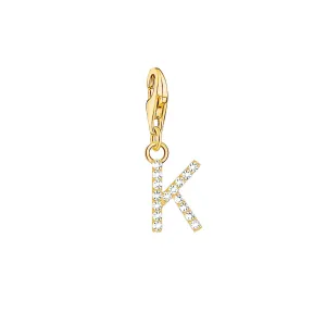 Thomas Sabo Jewellery Thomas Sabo Charmista Gold Plated Sterling Silver Letter K Charm Pendant