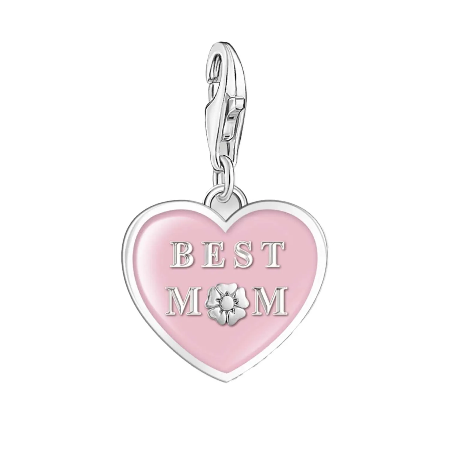 Thomas Sabo Jewellery Thomas Sabo Charmista Sterling Silver Pink Best Mom Heart Charm