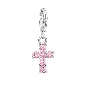 Thomas Sabo Jewellery Thomas Sabo Charmista Sterling Silver Pink Cross Charm Pendant