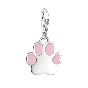 Thomas Sabo Jewellery Thomas Sabo Charmista Sterling Silver Pink Paw Charm Pendant