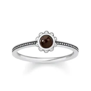 Thomas Sabo Jewellery Thomas Sabo Glam and Soul Sterling Silver Ethnic Tigers Eye Flower Ring D