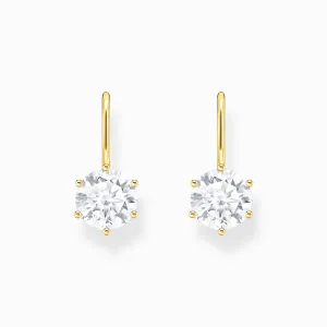 Thomas Sabo Jewellery Thomas Sabo Gold Plated Sterling Silver Circle White Zirconia Earrings