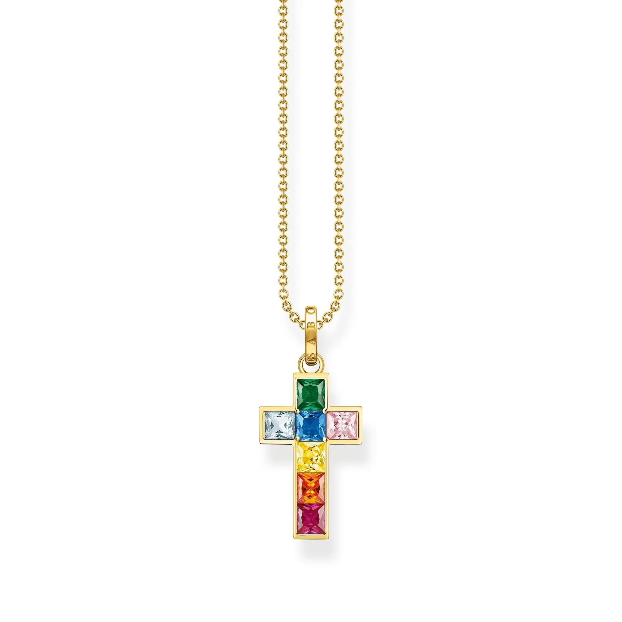 Thomas Sabo Jewellery Thomas Sabo Gold Plated Sterling Silver Colourful Stone Cross Necklace