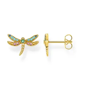 Thomas Sabo Jewellery Thomas Sabo Paradise Dragonfly Stud Earrings Yellow Gold Plate - TH2051Y
