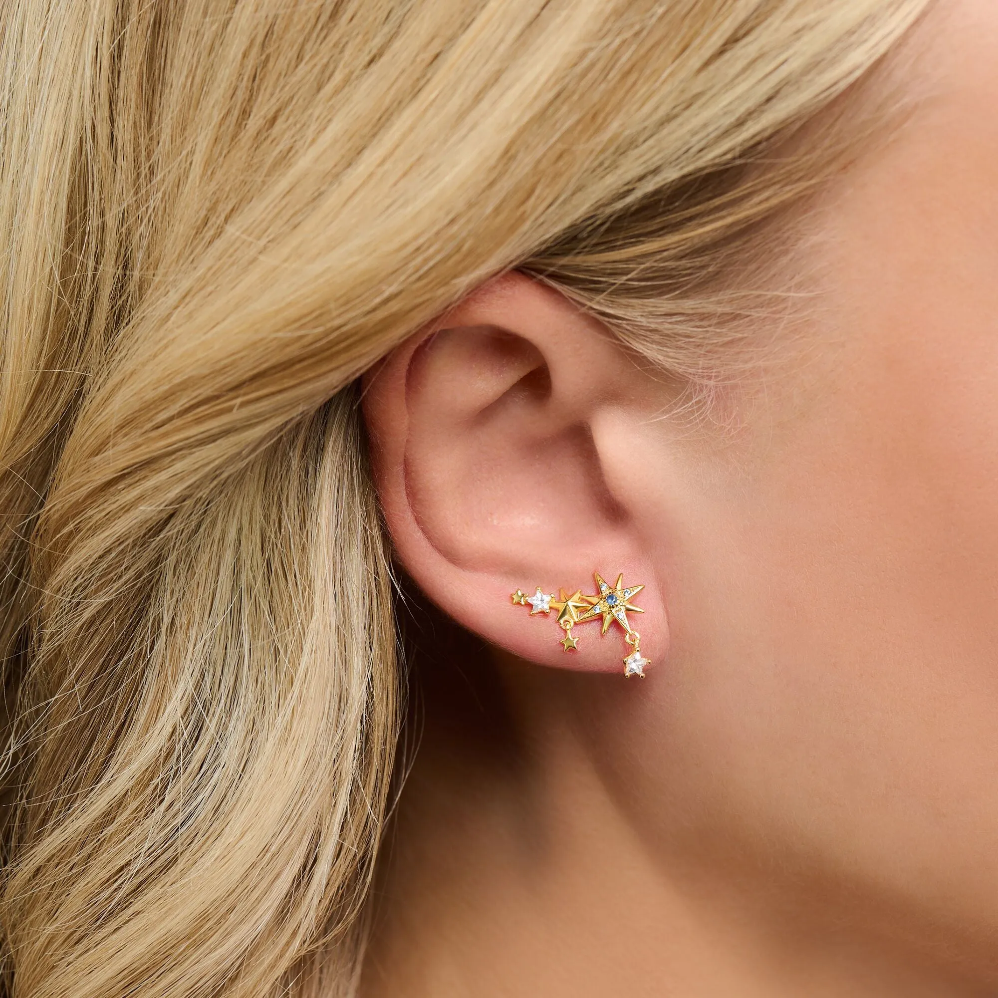 Thomas Sabo Jewellery Thomas Sabo Royalty Gold Plated Sterling Silver Star Climber Earrings