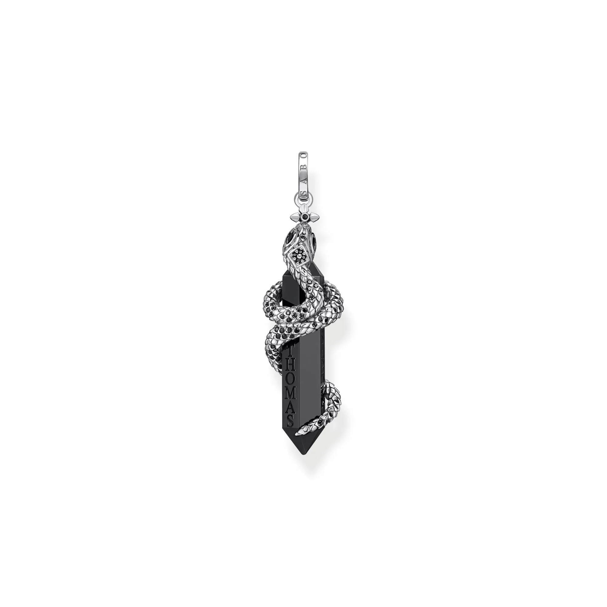 Thomas Sabo Jewellery Thomas Sabo Sterling Silver Blackened Onyx with Snake Pendant