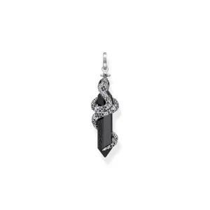 Thomas Sabo Jewellery Thomas Sabo Sterling Silver Blackened Onyx with Snake Pendant